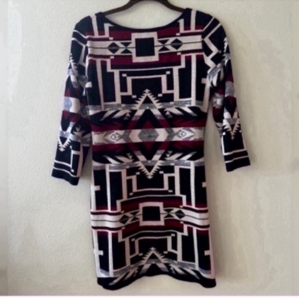 Sweater Dress Tunic Knit aztec boho Mini Denim & Supply RL black large - Picture 5 of 8